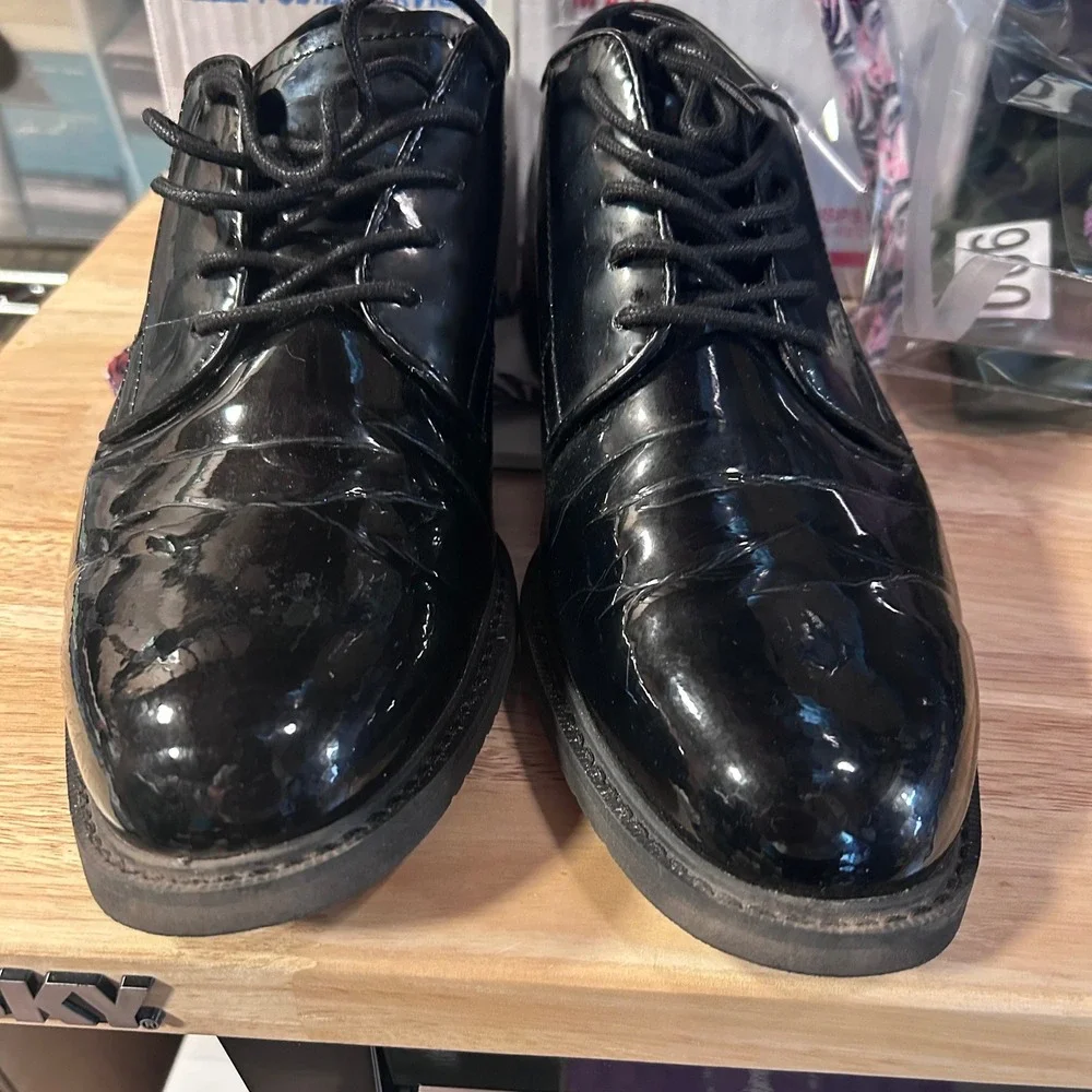 Bates Sentry Oxford Men 10.5 EW Black  High Gloss Uniform Shoe E01842‎